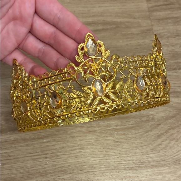 Costume Gold Crown with Amber Accents for King or Queen | Halloween, Prince - Picture 2 of 4